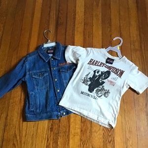 Harley lot- denim jacket + shirt sz 5